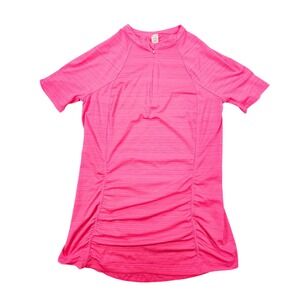 Athleta Pacifica Illume UPF Tee Pink Heathered Half Zip Rash Guard Shirt Medium
